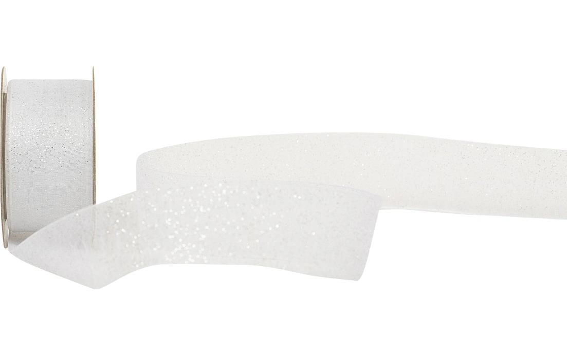 Spyk Geschenkband, Glam, Weiss-Silber, 25 mm × 3 m