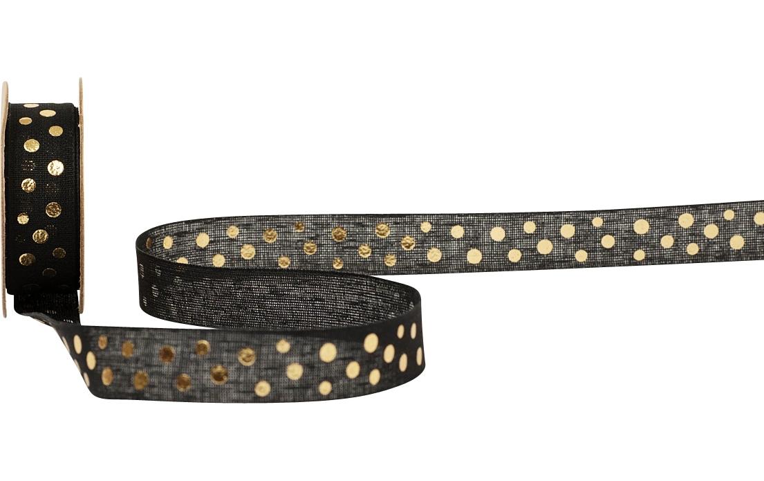 Spyk Geschenkband, Schwarz-Gold, 16 mm × 3,0 m