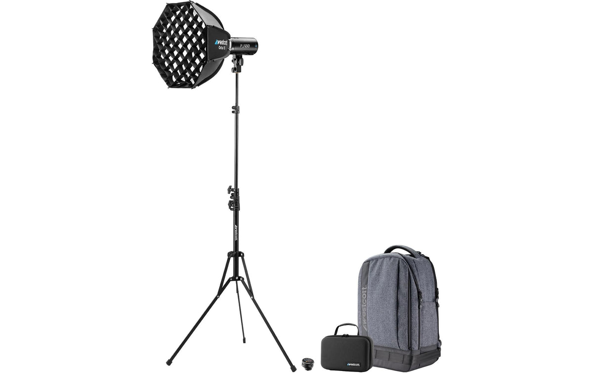 Westcott FJ100 1-Licht-Strobe-Kit – Leitzahl 30 – mit FJ-T1 Multi-Brand-Funktrigger – für diverse Kameras