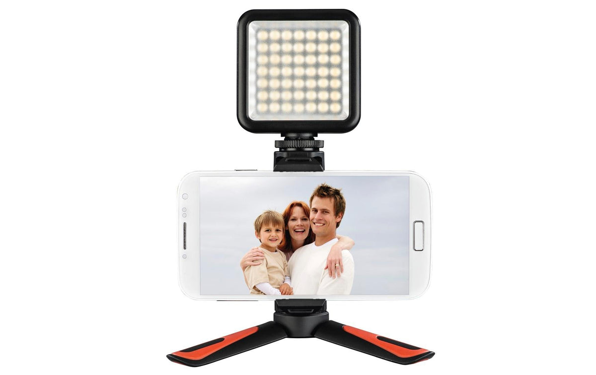 Hama Pocket II Rotation – Tisch-Ständer – für Smartphones 58–85 mm – 1/4" Montage – Schwarz/Rot
