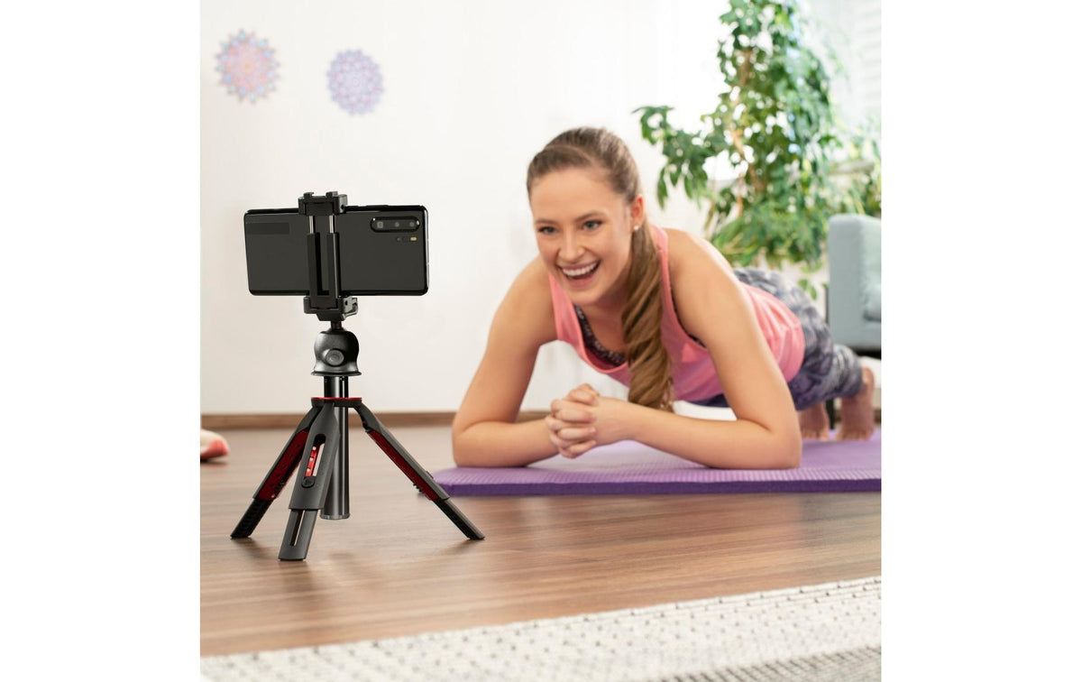 Hama Solid 80 Ball Mini-Stativ – bis 80 cm, 1 kg Traglast – Kugelkopf, Bluetooth 5,3 – Schwarz
