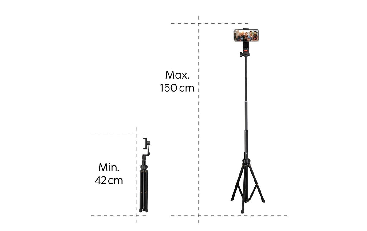 Hama Rotary II Selfie-Stick – bis 150 cm – 1 kg Traglast – für Smartphones – schwarz