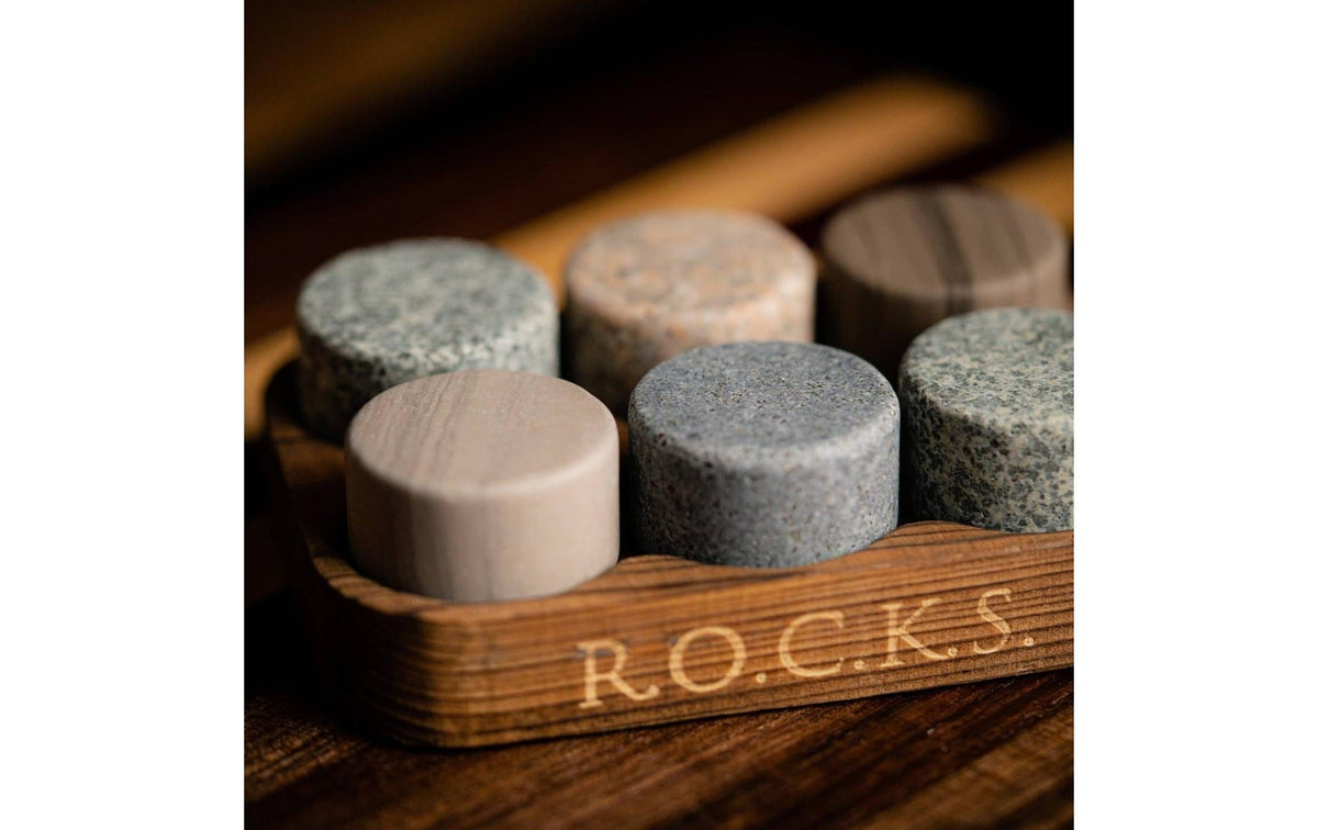 R.o.c.k.s. Whiskysteine – Ø 3,5 × 4 cm, Granit, Mehrfarbig, 6 Stk.