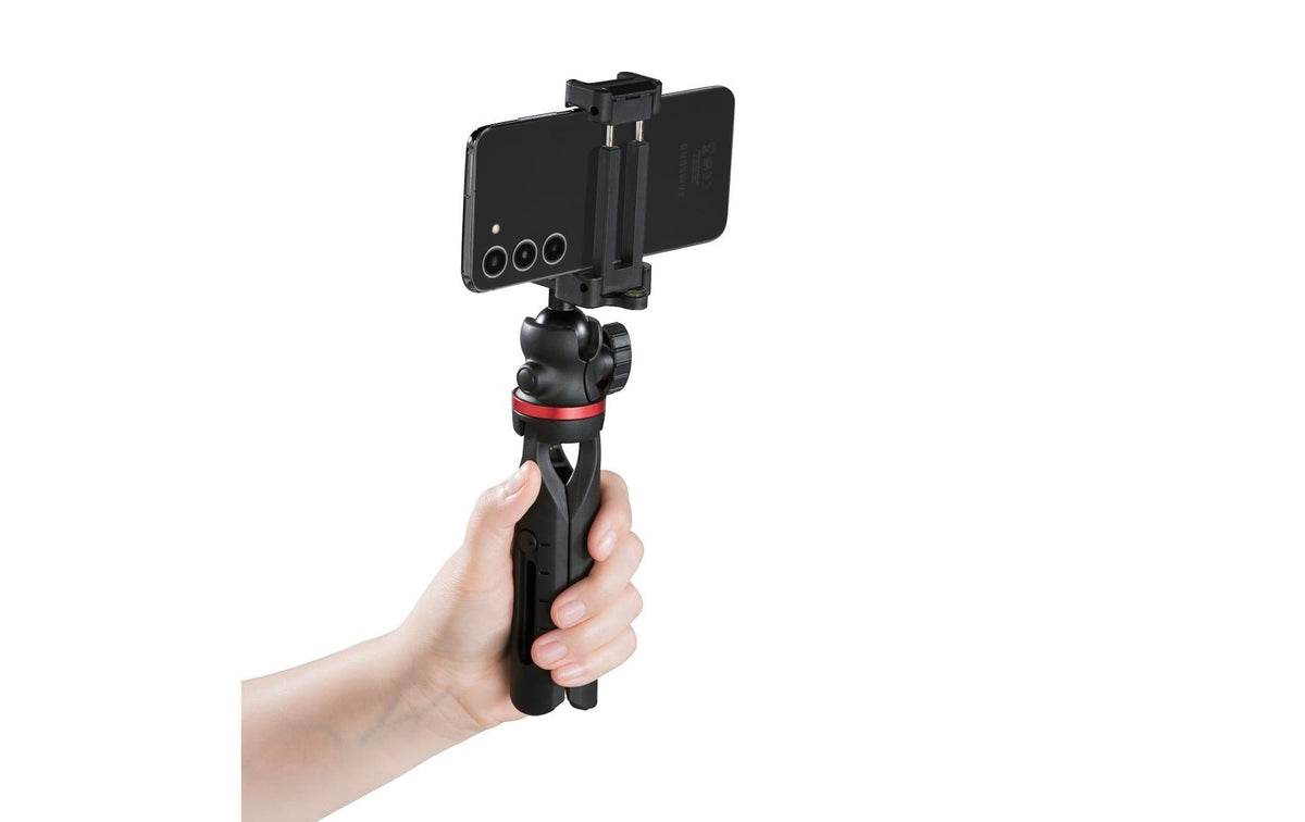 Hama Solid Mini-Stativ – 3-Bein, höhenverstellbar 16–19 cm, 1/4" Gewinde – für Smartphones (5,9–9,0 cm), Digit