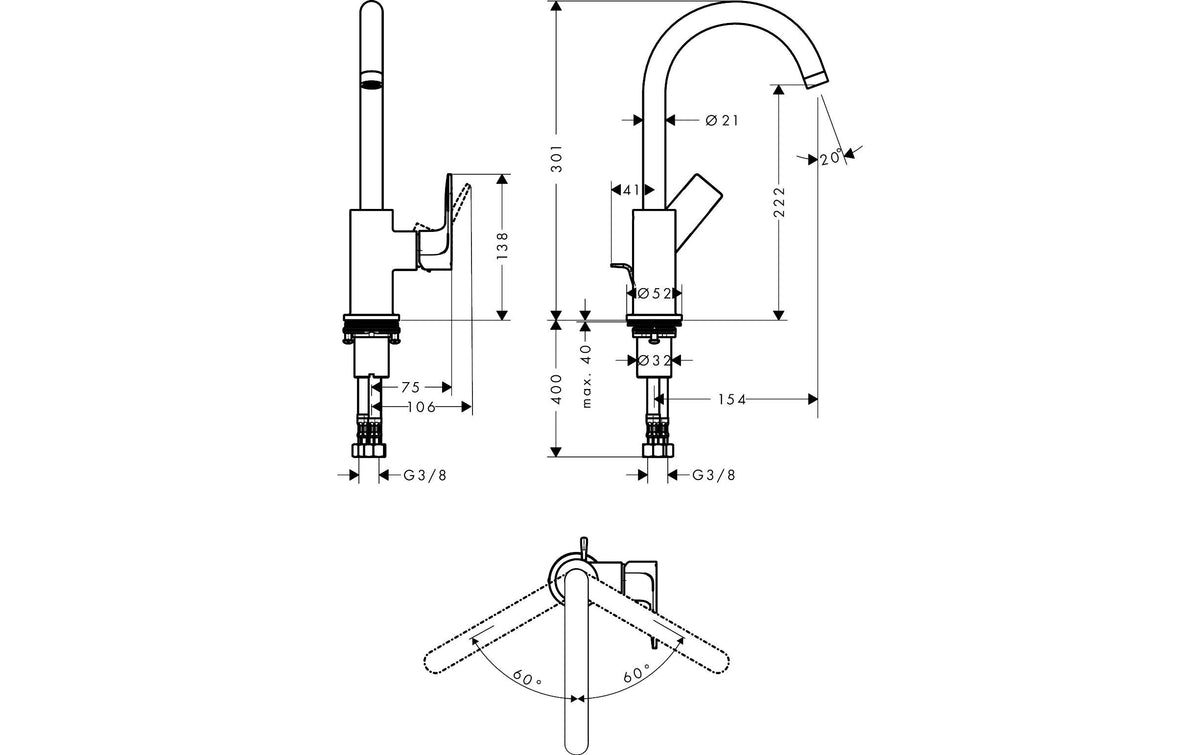 Hansgrohe Rebris E Badebatterie (Unterputz) – Kunststoff/Messing, Einhebelmischer, Schwarz matt