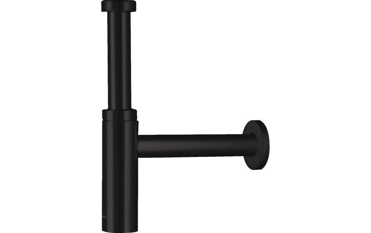 Hansgrohe Designsiphon Flowstar S – 16,5×33×16,5 cm, Messing, Abgang 3,2 cm, Anschluss 1 1/2", Mattschwarz