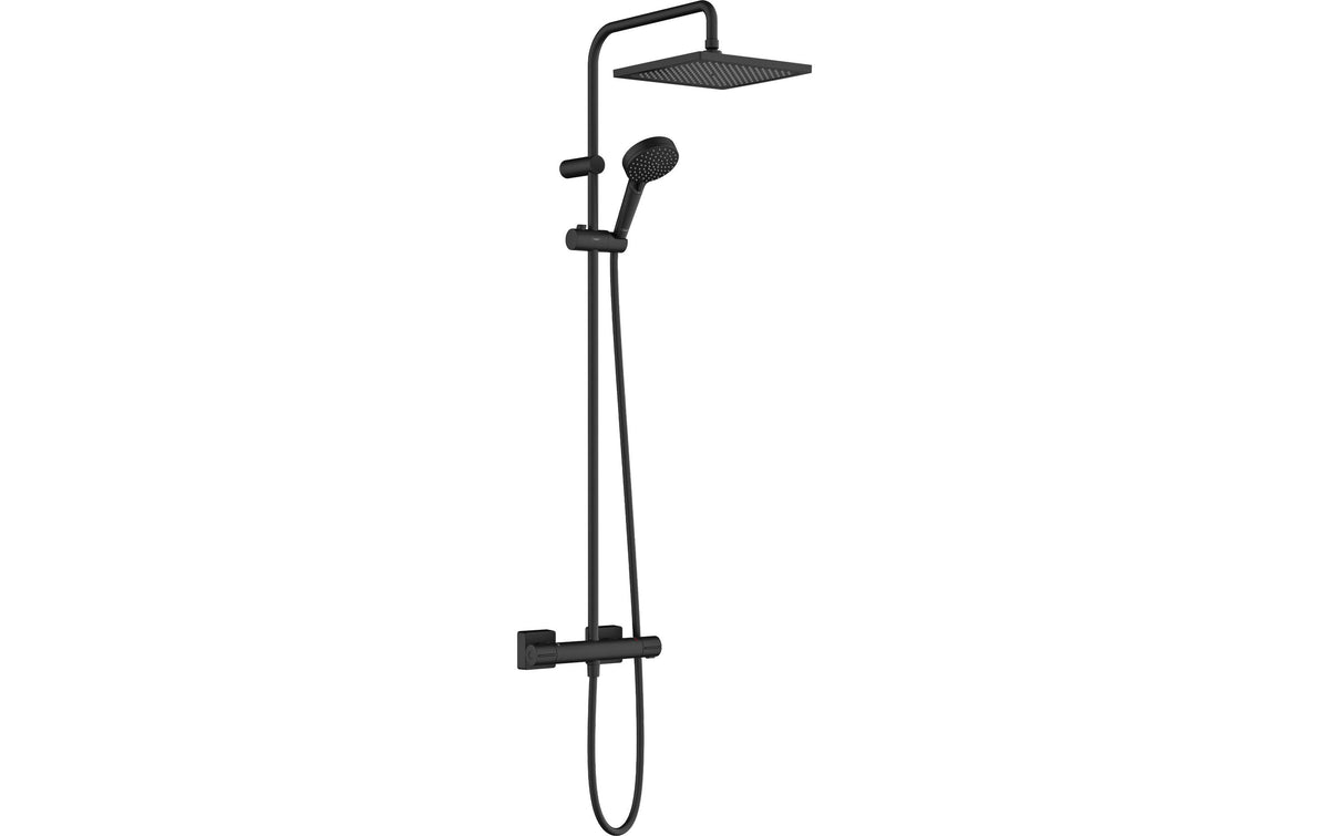 Hansgrohe Vernis Shape Duschsystem – 27,7×54,7×112,4 cm, Kunststoff/Messing, Thermostat, Schwarz matt