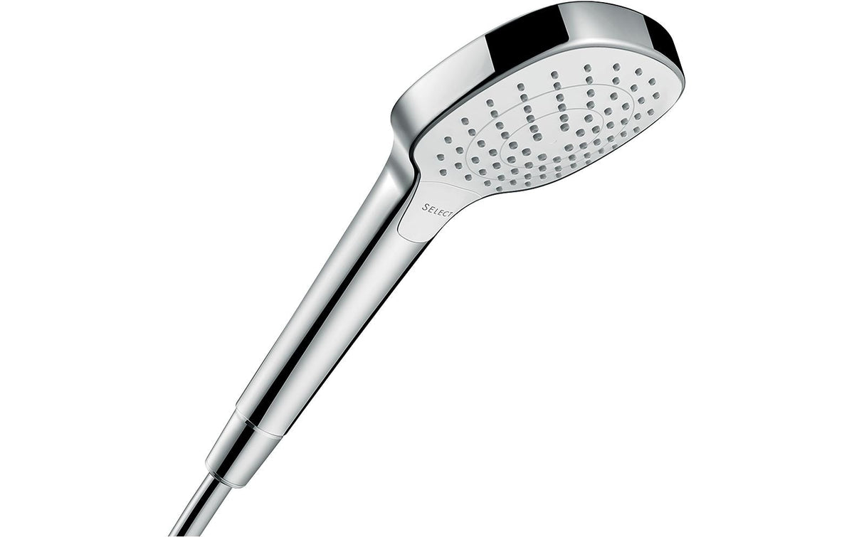 Hansgrohe Handbrause Croma Select E – 11 cm, Kunststoff, Wandmontiert, Chrom/Weiss