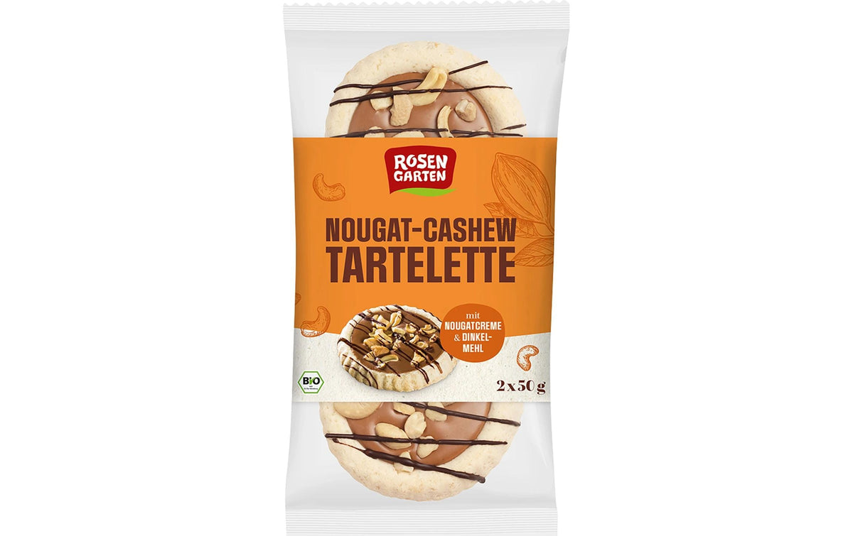 Rosengarten Cashew Nougat Tartelette Duo – Guetzli, bio – 100 g