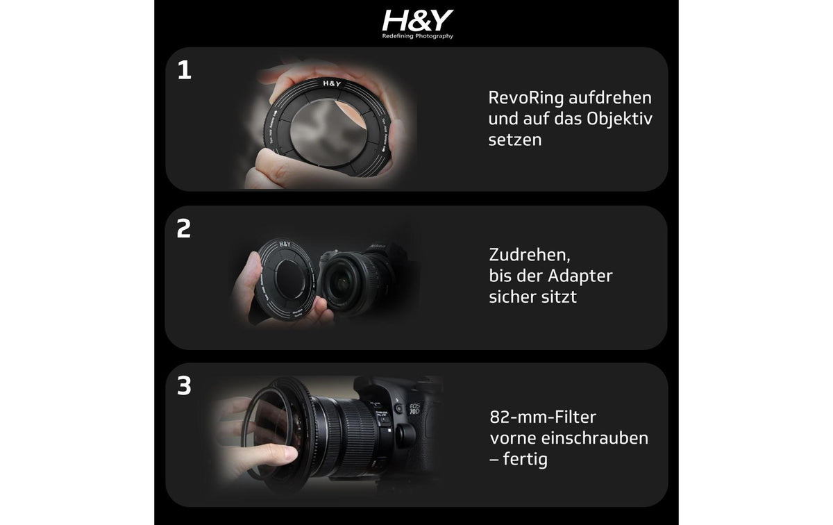 H&Y RevoRing Filteradapter – für Objektive mit 67–82 mm Gewinde, 82 mm Filter – Orange