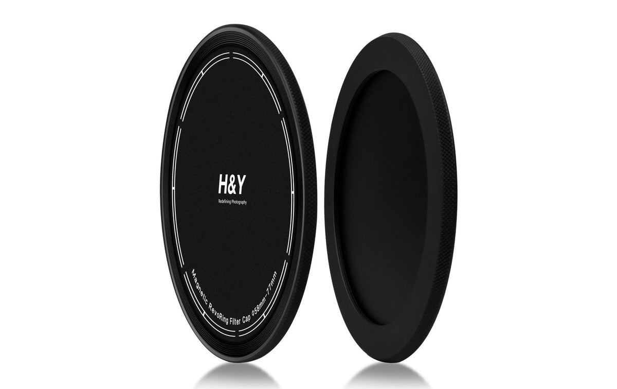 H&Y RevoRing Filteradapter 58–77 mm – Aluminium, mit Deckeln – für RevoRing 58–77 mm