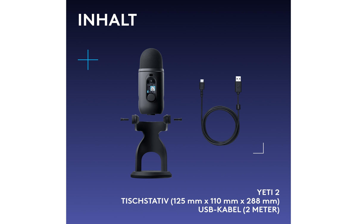 Logitech Yeti 2 – Tischmikrofon – Schwarz