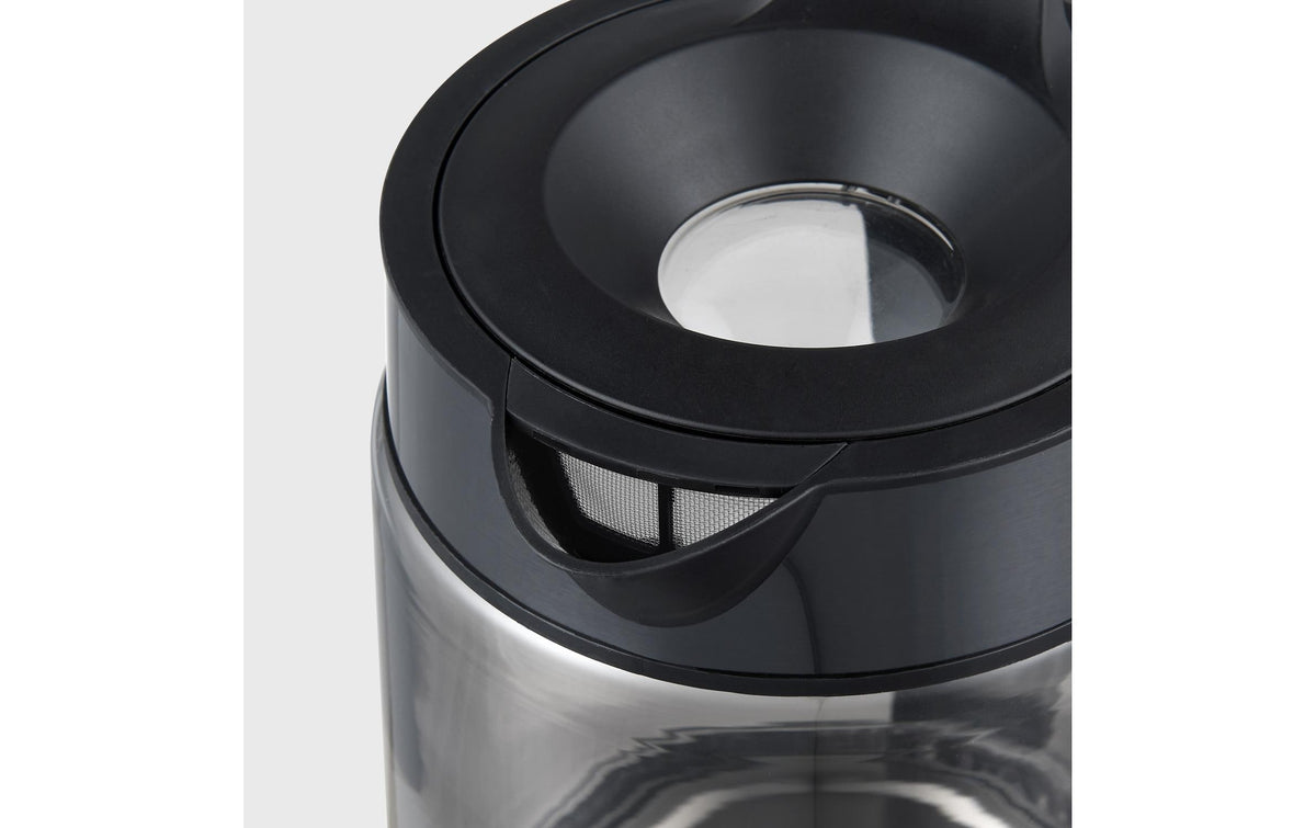 Trisa Electronics Trisa Wasserkocher W71 Plus – 1,7 l, Glas, Temperaturwahl, 2200 W, Anthrazit, 360° Sockel