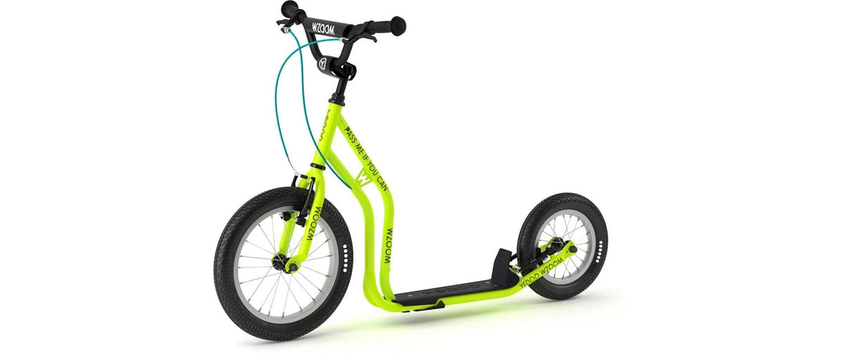 Yedoo Wzoom Scooter – Handbremse, höhenverstellbarer Lenker, Ständer – ab 6 Jahren – Stahl – Limettengrün
