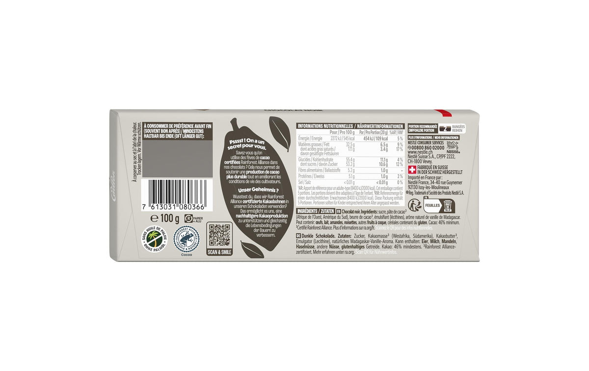 Cailler Crémant Schokolade – 64% – 100 g