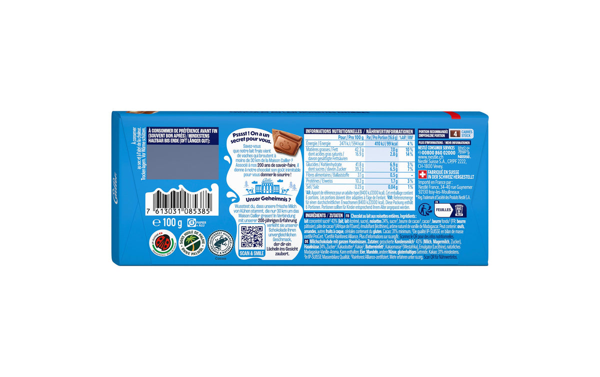 Cailler Milch-Nuss Schokolade – 100 g