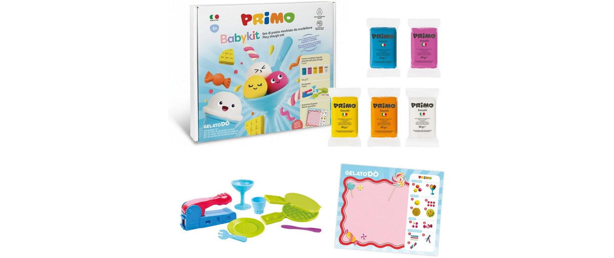 Primo Babykit Gelatodò – Knete-/Modelliermasse-Set – Mehrfarbig, formbar, wiederverwendbar – Ab 3 Jahren