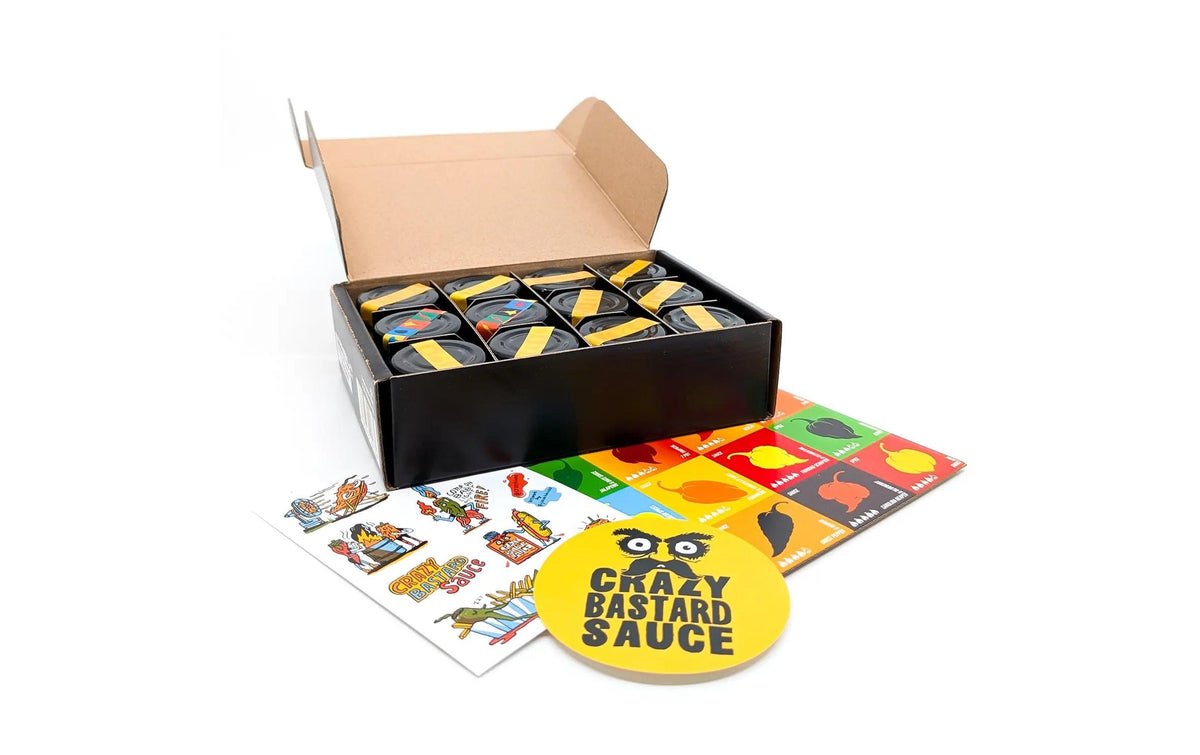 Crazy Bastard Sauce Chilisauce Selection-Box, vegan, glutenfrei – 12×30 ml