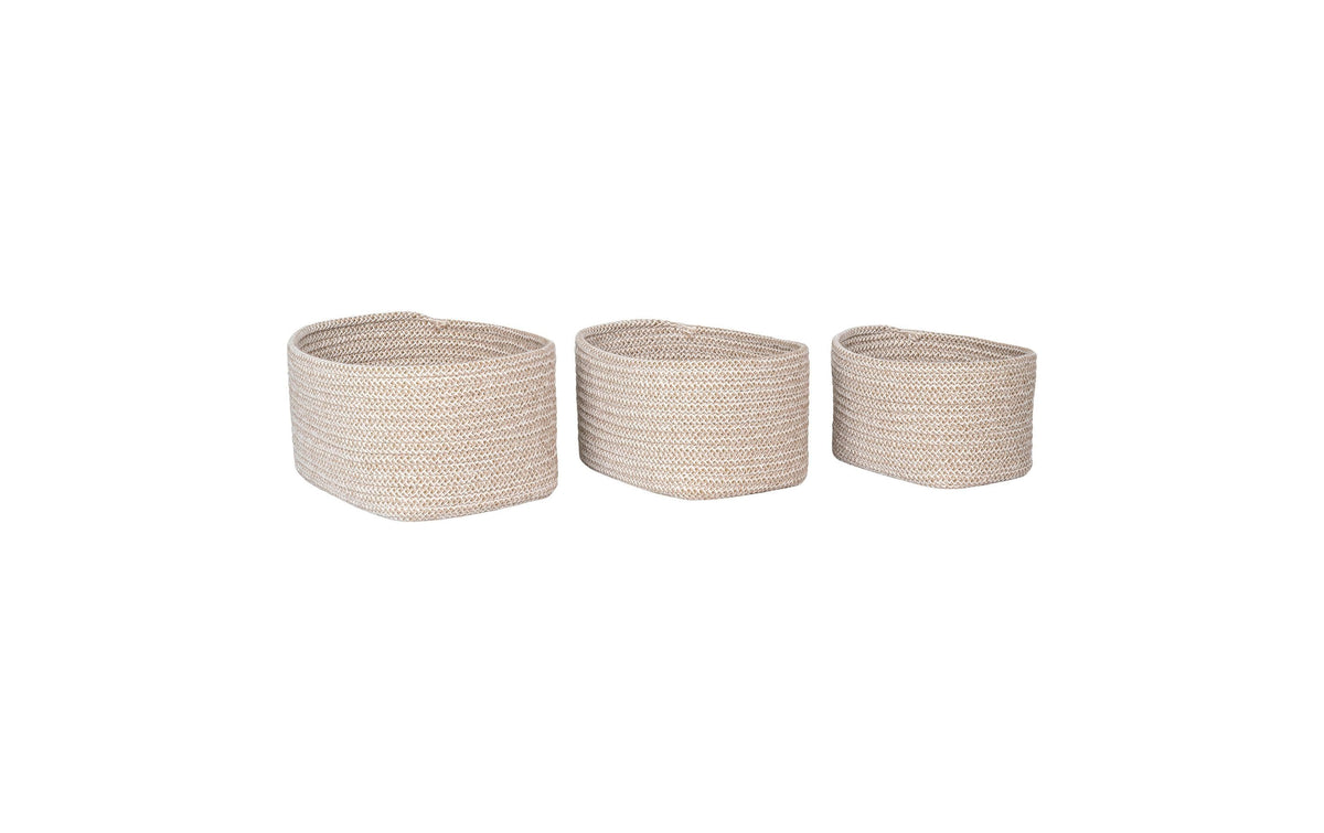 House Nordic Aufbewahrungskorb (ohne Deckel) – Baumwolle – Beige – 3-teiliges Set – 180 × 130 × 230 mm