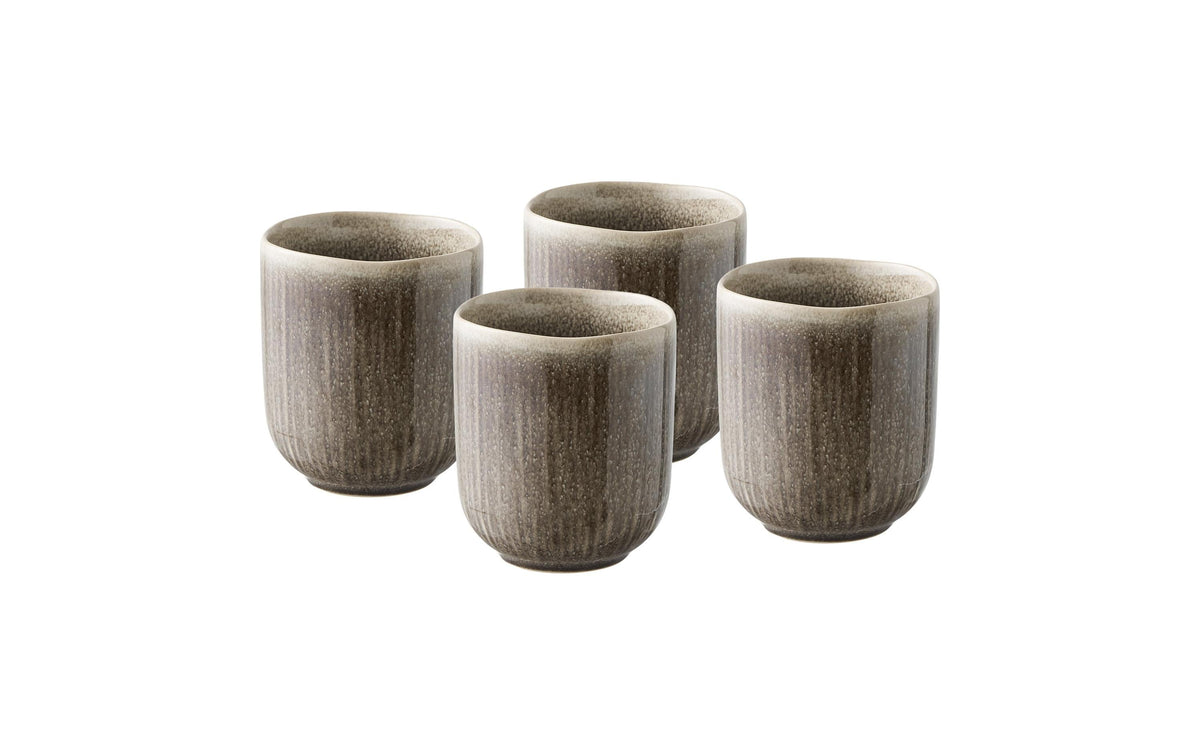 House Nordic Kaffeetasse – 4er Set, 360 ml, Ø 8 cm, H 9,5 cm, Keramik/Steinzeug, Grau