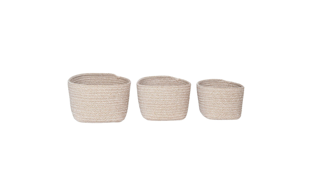 House Nordic Aufbewahrungskorb (ohne Deckel) – Baumwolle – Beige – 3-teiliges Set – 180 × 130 × 230 mm