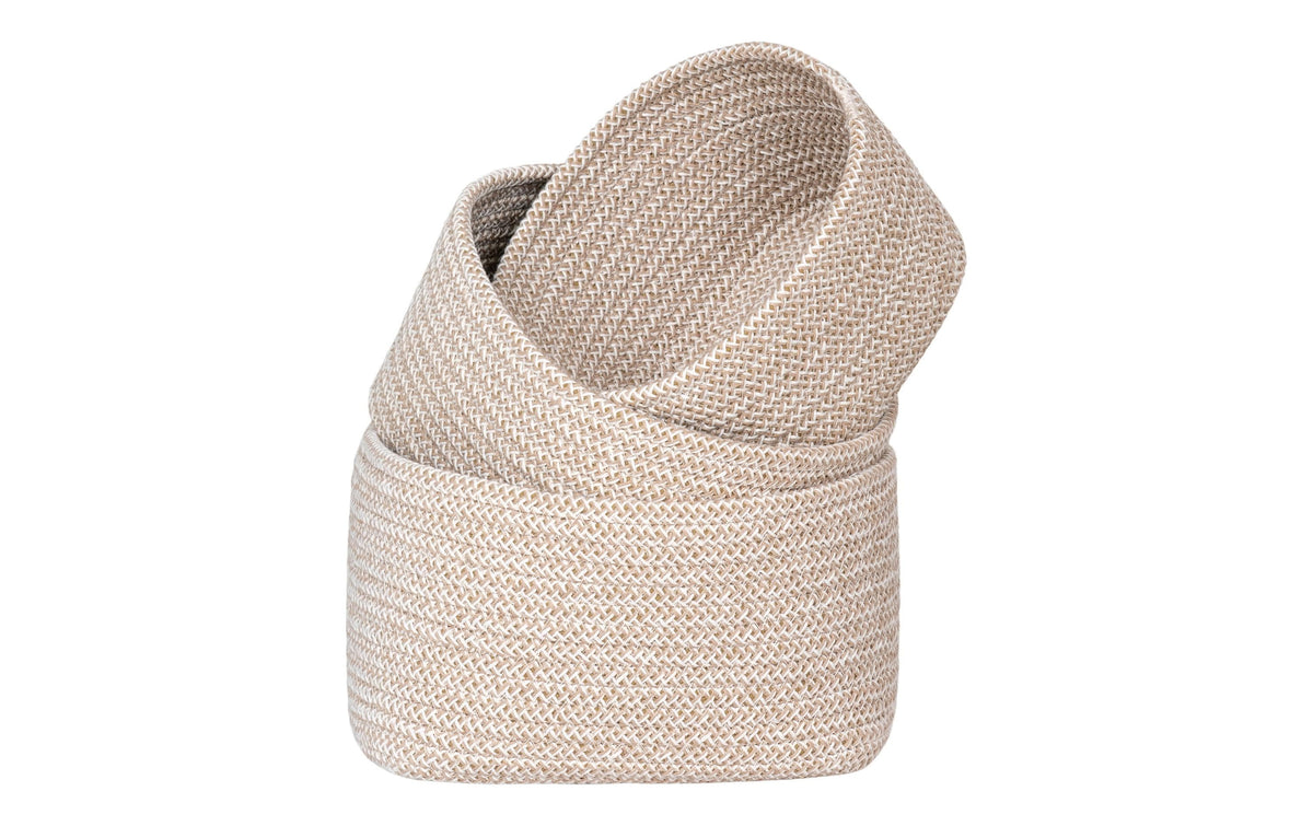 House Nordic Aufbewahrungskorb (ohne Deckel) – Baumwolle – Beige – 3-teiliges Set – 180 × 130 × 230 mm