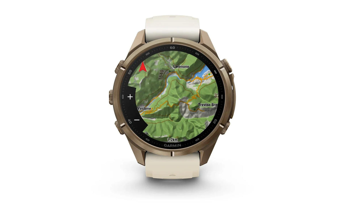 Garmin fēnix 9 Pro 43 mm GPS + Cellular – Titan Gold, Cremefarben, 100 m, für Android, iPhone