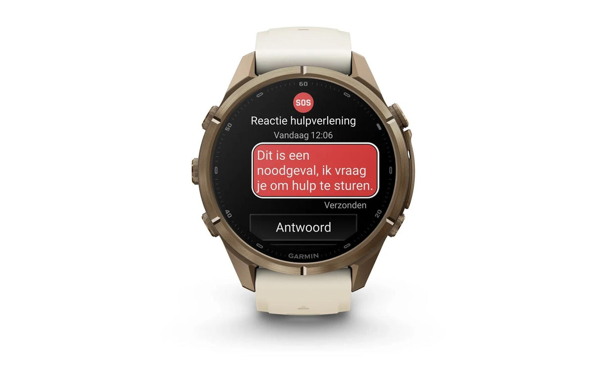 Garmin fēnix 9 Pro 43 mm GPS + Cellular – Titan Gold, Cremefarben, 100 m, für Android, iPhone
