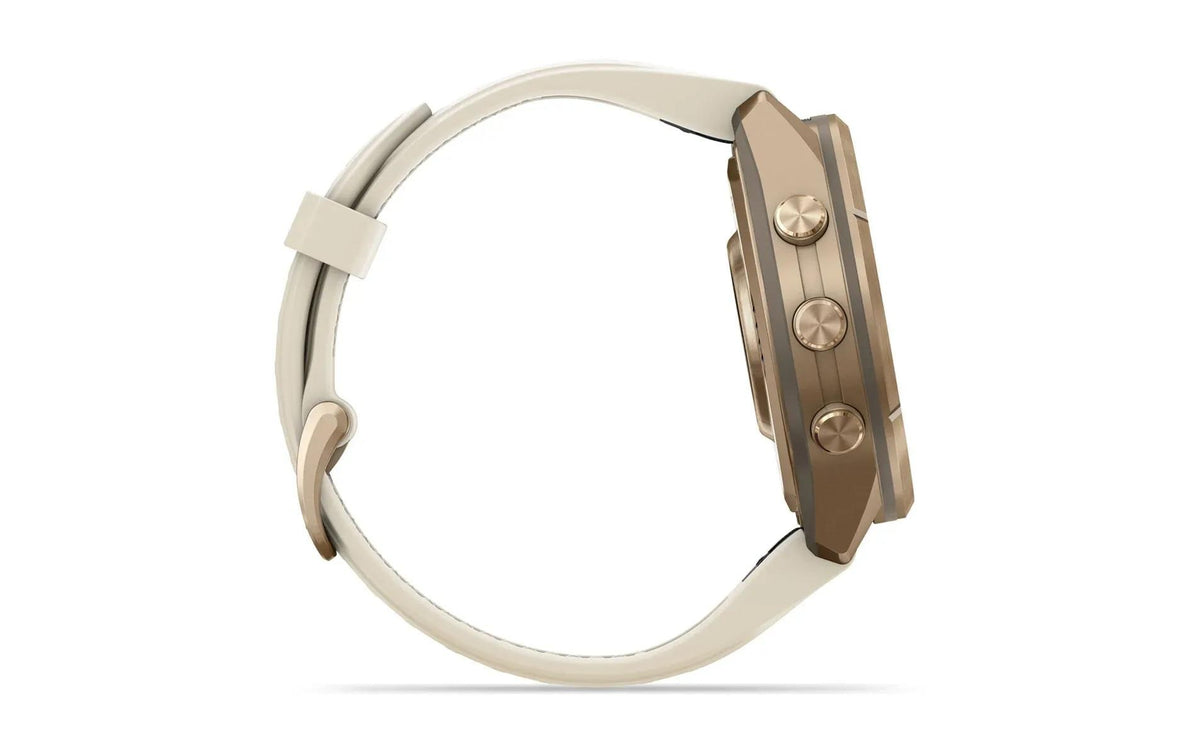 Garmin fēnix 9 Pro 43 mm GPS + Cellular – Titan Gold, Cremefarben, 100 m, für Android, iPhone