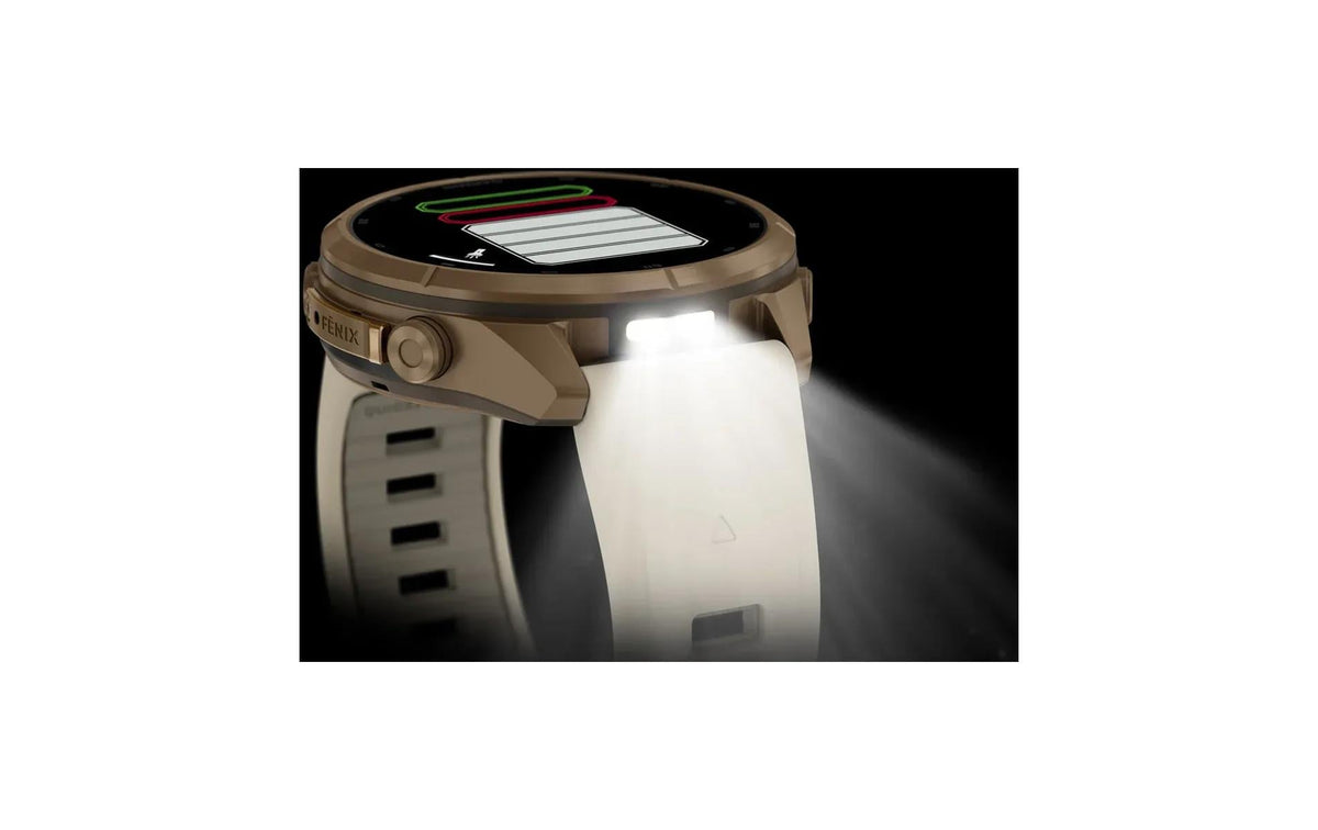Garmin fēnix 9 Pro 43 mm GPS + Cellular – Titan Gold, Cremefarben, 100 m, für Android, iPhone