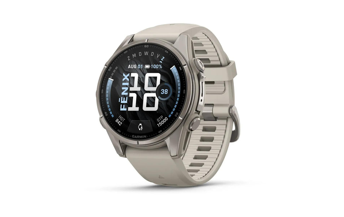 Garmin fēnix 9 43 mm GPS – Titan Grau, Sportarmband, Grau, 100 m, für iPhone