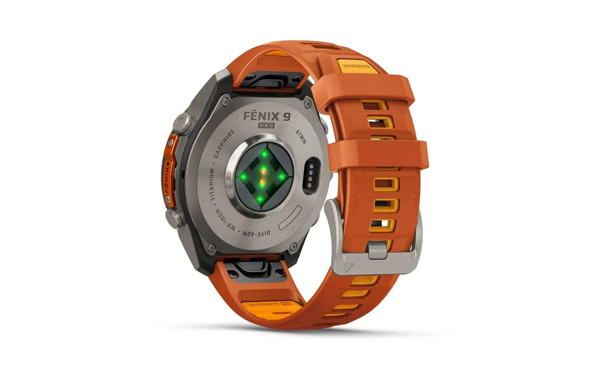 Garmin fēnix 9 Pro 47 mm GPS + Cellular – Titan, Sportarmband, Orange, 100 m, für iPhone