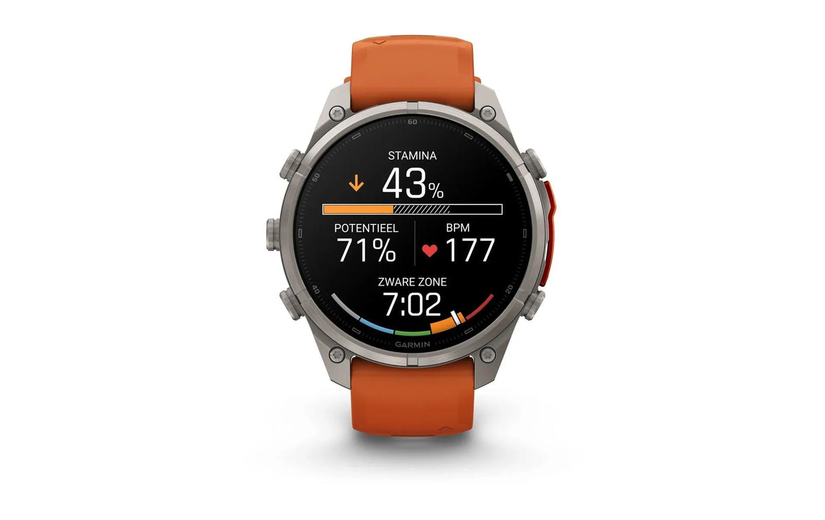 Garmin fēnix 9 Pro 47 mm GPS + Cellular – Titan, Sportarmband, Orange, 100 m, für iPhone