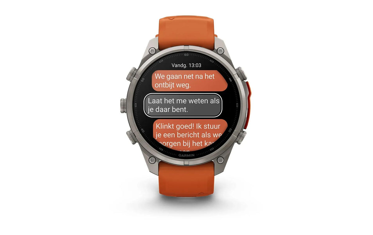Garmin fēnix 9 Pro 47 mm GPS + Cellular – Titan, Sportarmband, Orange, 100 m, für iPhone