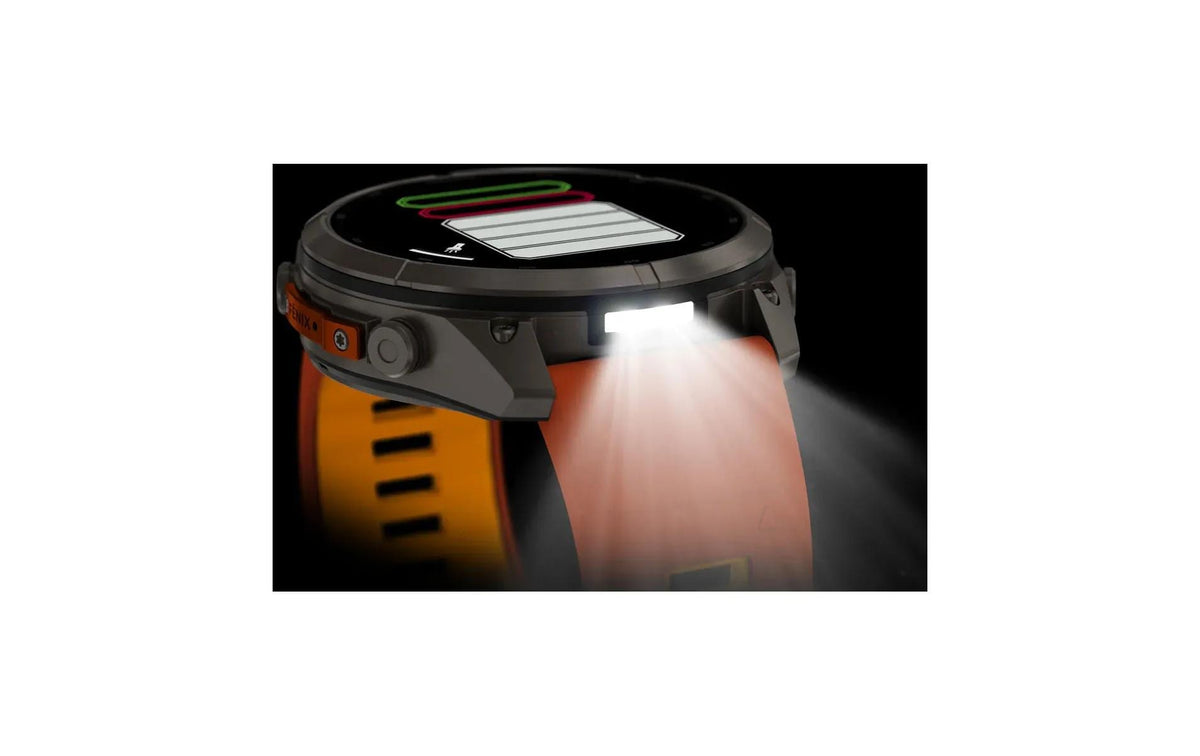 Garmin fēnix 9 Pro 51 mm GPS + Cellular – Titan, Silikonband, Orange, 100 m, für iPhone