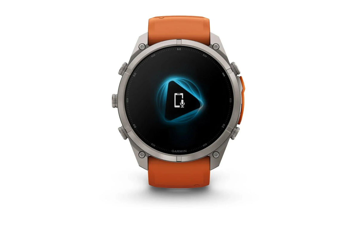 Garmin fēnix 9 Pro 51 mm GPS + Cellular – Titan, Silikonband, Orange, 100 m, für iPhone