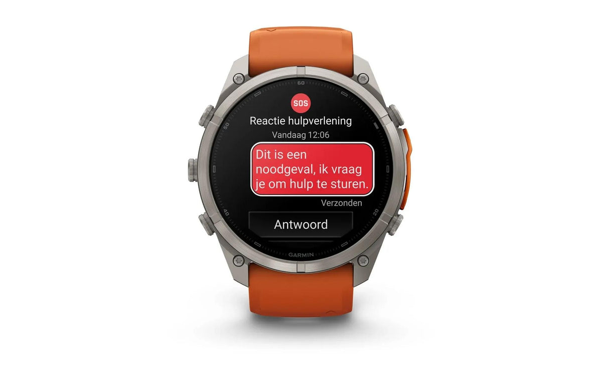 Garmin fēnix 9 Pro 51 mm GPS + Cellular – Titan, Silikonband, Orange, 100 m, für iPhone