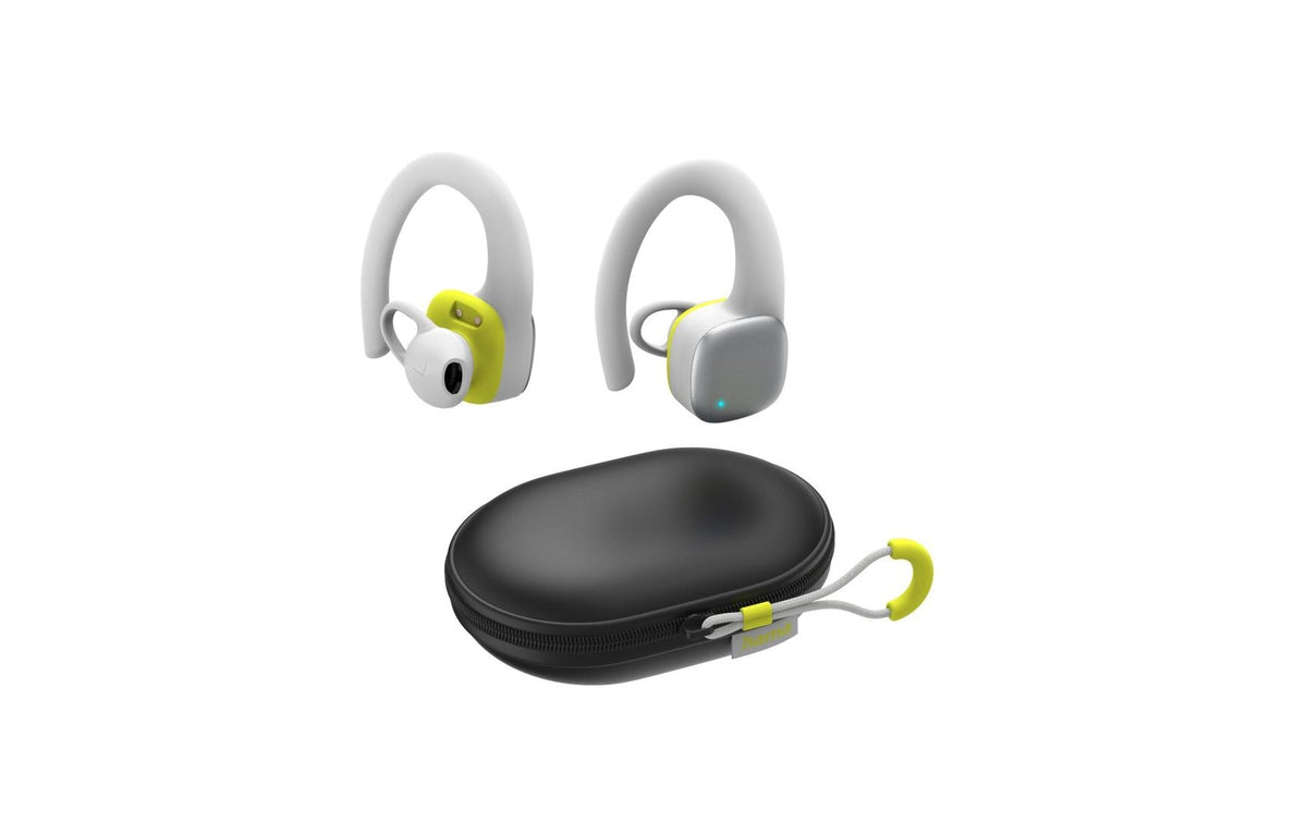Hama Spirit Athletics TWS In-Ear – Stereo, TWS, mit Ladecase, Weiss/Gelb, BT 5.0