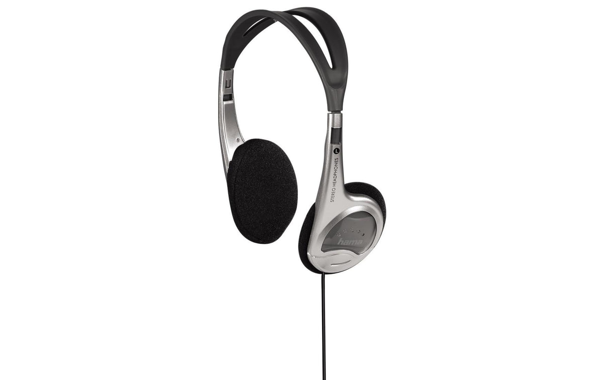 Hama HK-229 On-Ear Kopfhörer – Kabel, 3,5 mm Klinke, Schwarz/Silber