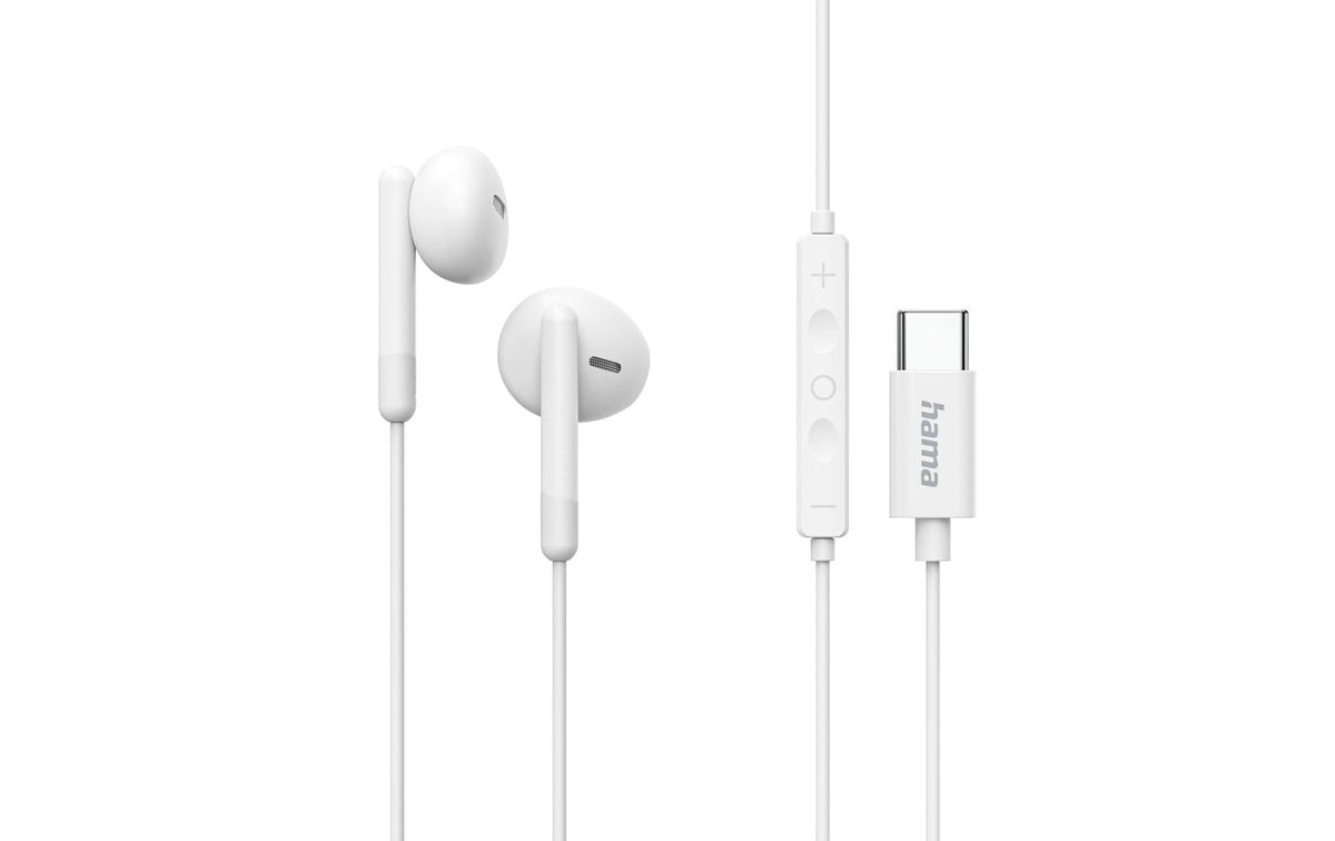 Hama Classy In-Ear Headset – Stereo, Kabel, USB-C, Weiss