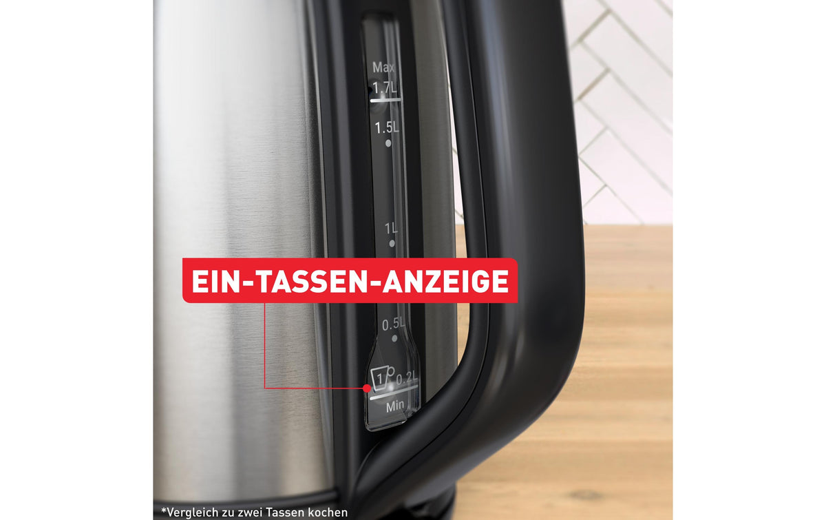Tefal Wasserkocher Subito KO5S0DCH – 1,7 l, Edelstahl, Temperaturwahl, 2400 W, 360°-Sockel