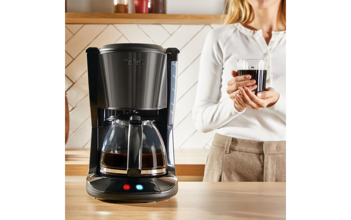 Tefal Subito Filterkaffeemaschine – 10 Tassen, 1,25 l, Permanentfilter, Schwarz
