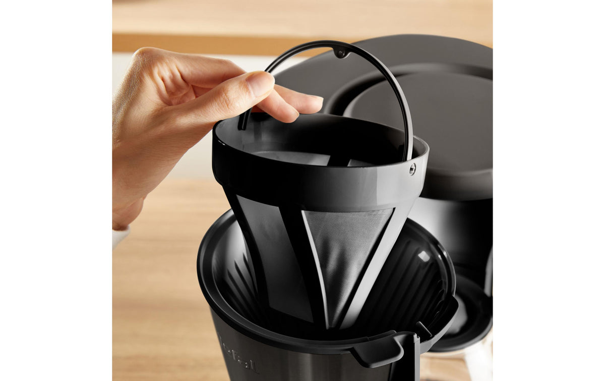 Tefal Subito Filterkaffeemaschine – 10 Tassen, 1,25 l, Permanentfilter, Schwarz