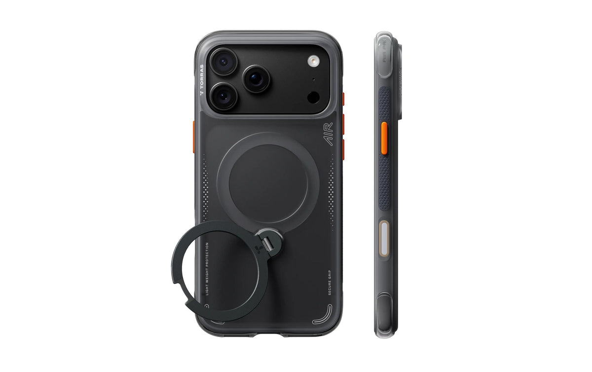 Torras Ostand Q3 Air Backcover – für Apple iPhone 18 Pro, Aluminium-Legierung+Mikrofaser+PC+Silikon, Schwarz