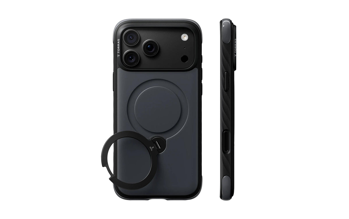 Torras Ostand Q3 – Rugged-Case – für Apple iPhone 18 Pro Max, TPU, Schwarz