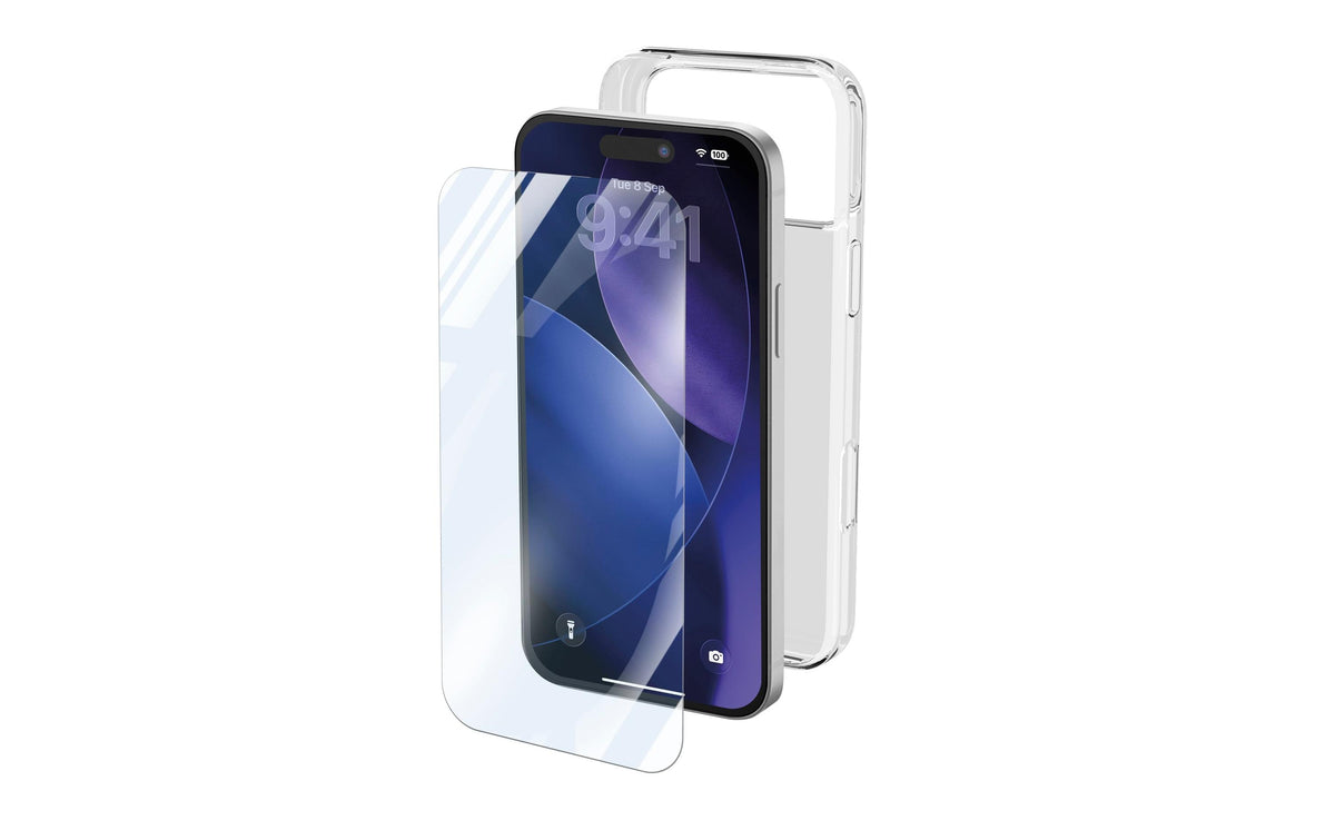 Cellularline Protection Kit – Backcover – für Apple iPhone 18 Pro, Glas+Gummi, Transparent, Displayschutz