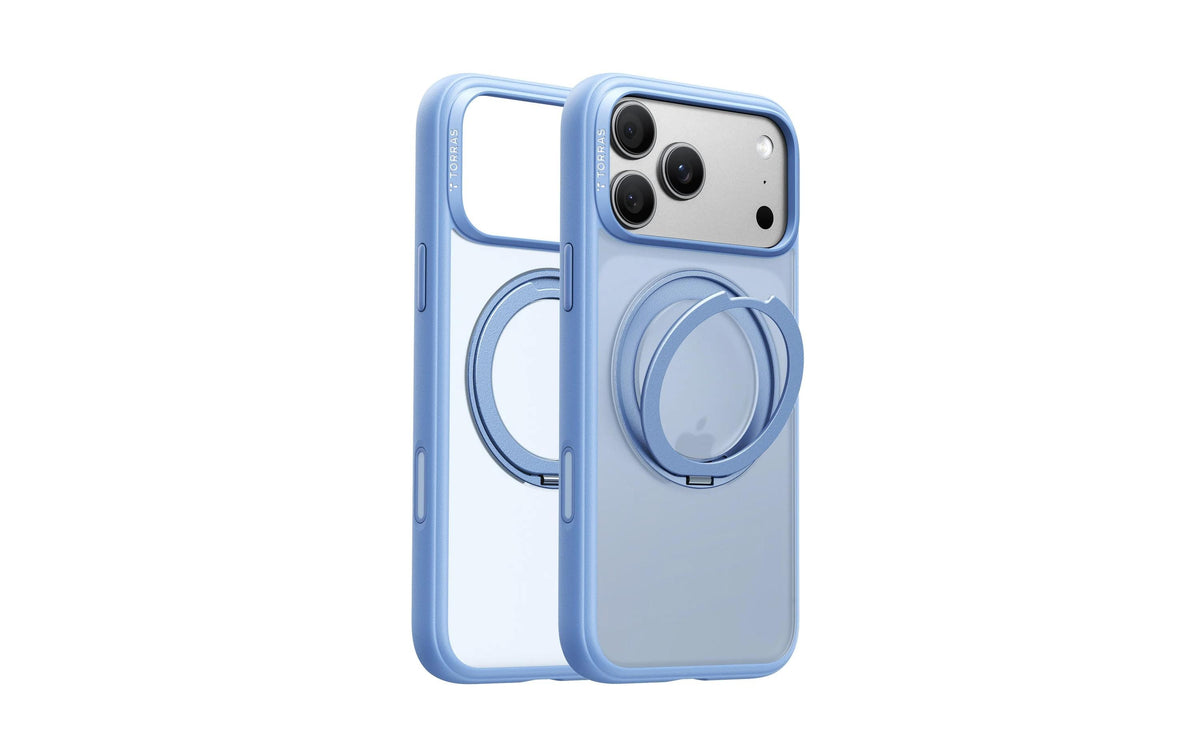 Torras Ostand O1 Guardian Rückcover – für Apple iPhone 18 Pro, Kunststoff, Blau