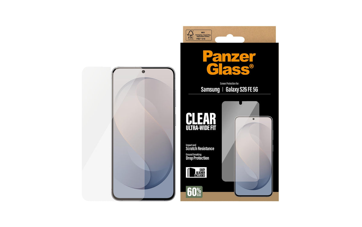 PanzerGlass Displayschutz (Folie), Ultra-Wide Fit – für Galaxy S26 FE – mit Applikator