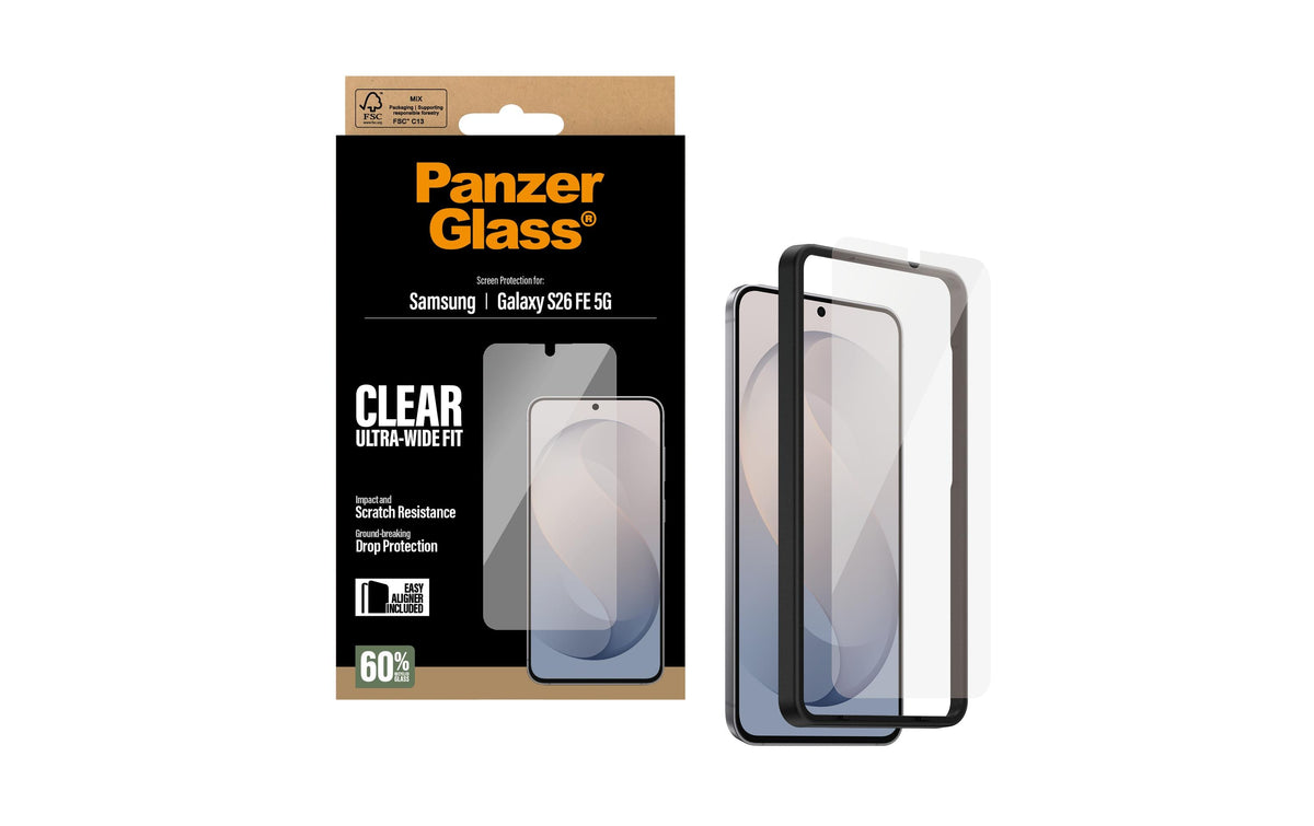 PanzerGlass Displayschutz (Folie), Ultra-Wide Fit – für Galaxy S26 FE – mit Applikator