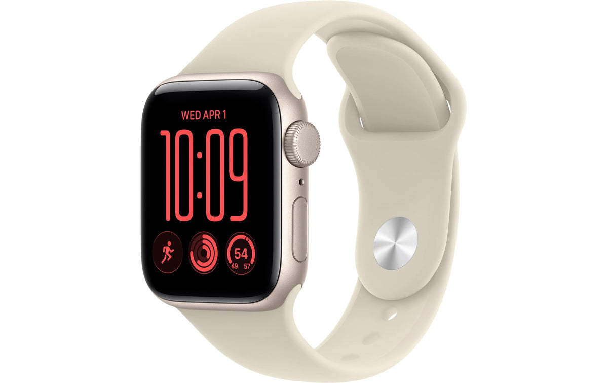 Apple Watch SE 3 40 mm GPS – Aluminium Polarstern, Sportarmband, Sand, S/M